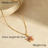 Stainless Steel Geometric Petal Pendant Necklace 18K Gold Plated For Women