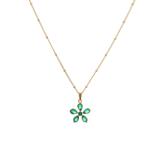 Stainless Steel Geometric Petal Pendant Necklace 18K Gold Plated For Women