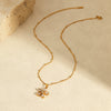 Stainless Steel Geometric Petal Pendant Necklace 18K Gold Plated For Women