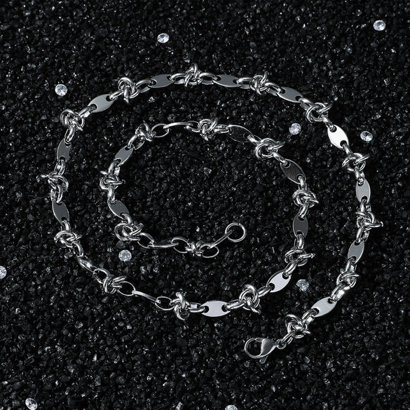 Stainless Steel Geometric Pig Nose Buckle Cuban Chain Necklace With Polishing Treatment Hiphop Style