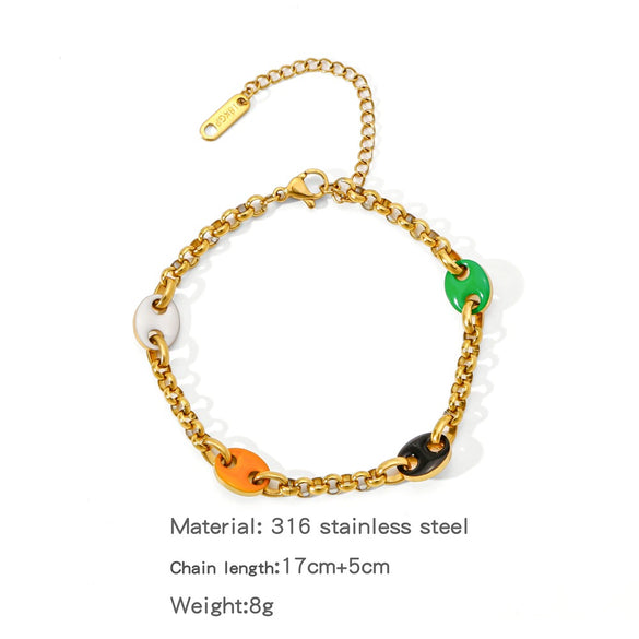 Stainless Steel Geometric Pig Nose Electroplating Unisex Bracelet Jewelry