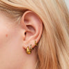 Stainless Steel Geometric Plain Ring Earrings With Diamond Inlay And Electroplating For Women