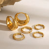 Stainless Steel Geometric Plain Ring Earrings With Diamond Inlay And Electroplating For Women