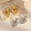 Stainless Steel Geometric Pleated Heart Shape Electroplated Women's Earrings