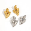 Stainless Steel Geometric Pleated Heart Shape Electroplated Women's Earrings