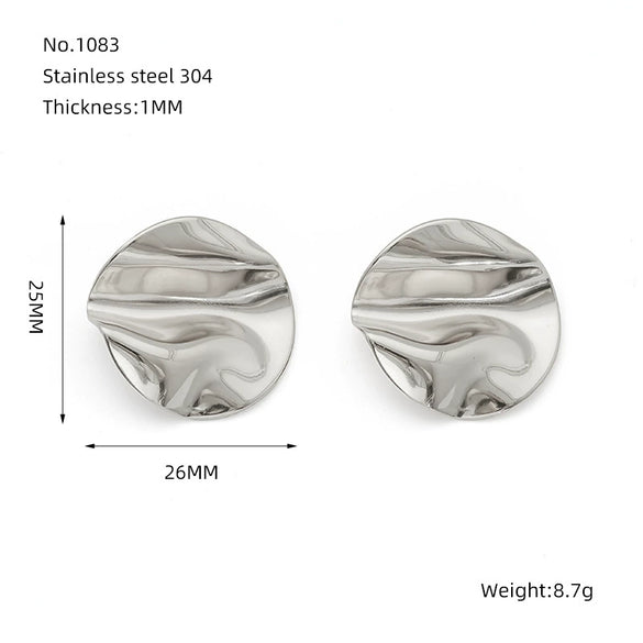 316L Stainless Steel Geometric Pleated Irregular Vacuum 18K Gold Plated Electroplated Women's Earrings