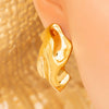Stainless Steel Geometric Pleated Retro Glossy Asymmetrical Electroplated Women's Earrings