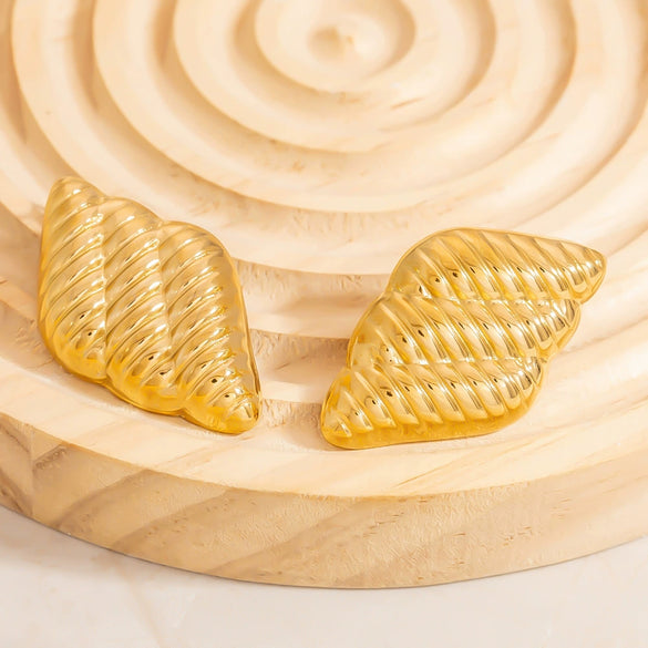 Stainless Steel Geometric Pleated Retro Glossy Asymmetrical Electroplated Women's Earrings