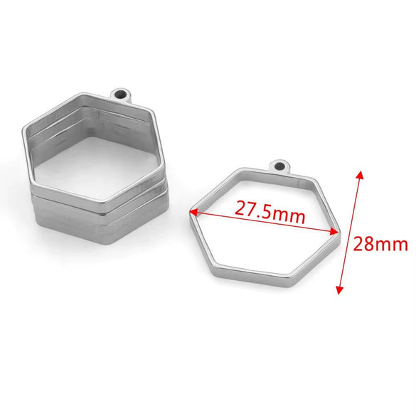Stainless Steel Geometric Polygon Cut Out Frame Pendant Diy Handmade Jewelry Accessories With Electroplating
