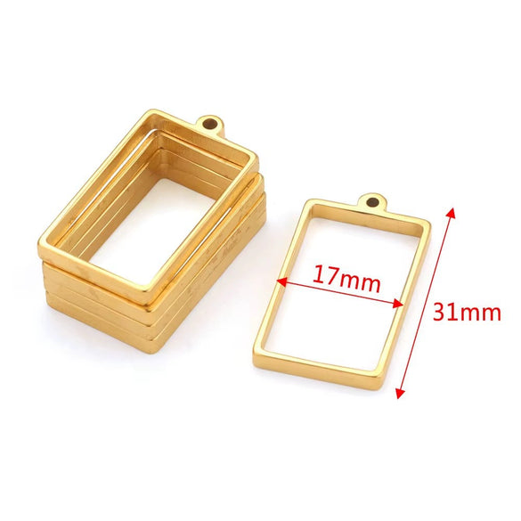 Stainless Steel Geometric Polygon Cut Out Frame Pendant Diy Handmade Jewelry Accessories With Electroplating