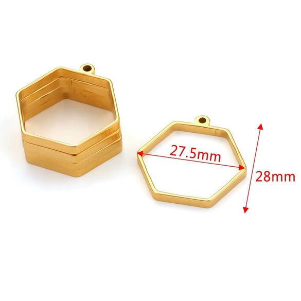 Stainless Steel Geometric Polygon Cut Out Frame Pendant Diy Handmade Jewelry Accessories With Electroplating
