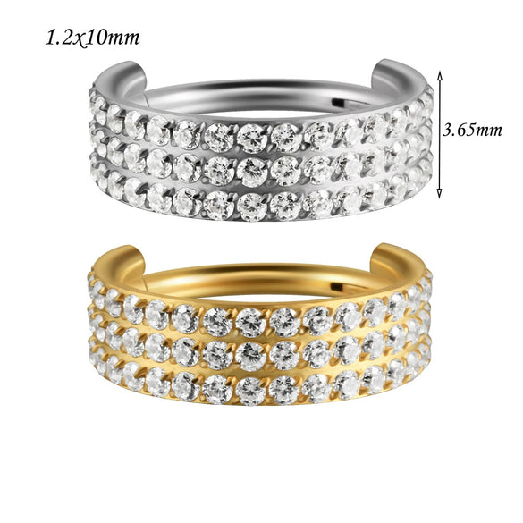 Stainless Steel Geometric Precision Inlaid Zircon Nose Ring And Ear Bone Cartilage Helix Earrings With Electroplating