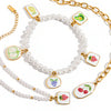 Stainless Steel Geometric Printed Cherry Bracelet With Electroplating