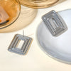 Stainless Steel Geometric Rectangular Hollow Swing Earrings Jewelry With Electroplating