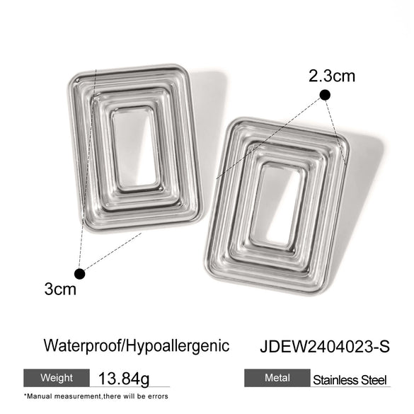 Stainless Steel Geometric Rectangular Hollow Swing Earrings Jewelry With Electroplating