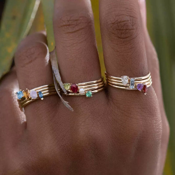 Stainless Steel Geometric Retro Electroplated December Birthstone Ring