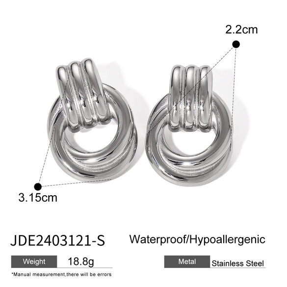Stainless Steel Geometric Retro Exaggerated Women's Earrings With Electroplating Design