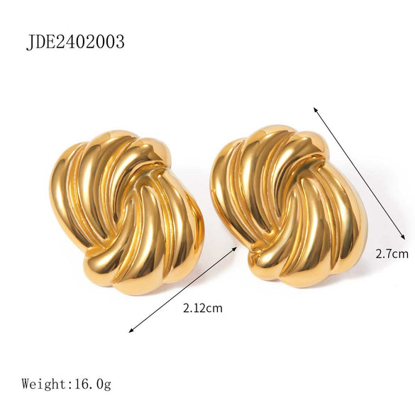 Stainless Steel Geometric Retro Exaggerated Women's Earrings With Electroplating Design