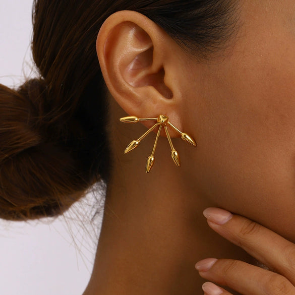Stainless Steel Geometric Retro Gold Plated Women's Earrings
