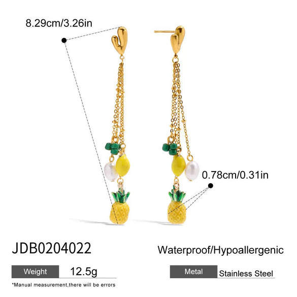Stainless Steel Geometric Retro Minimalist Pineapple Tassel Freshwater Pearl Women's Earrings