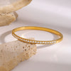 Stainless Steel Geometric Rhinestone Buckle Bracelet Electroplated