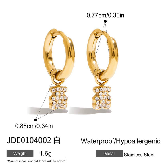 Stainless Steel Geometric Rhinestone Earrings For Women Electroplated Original Design