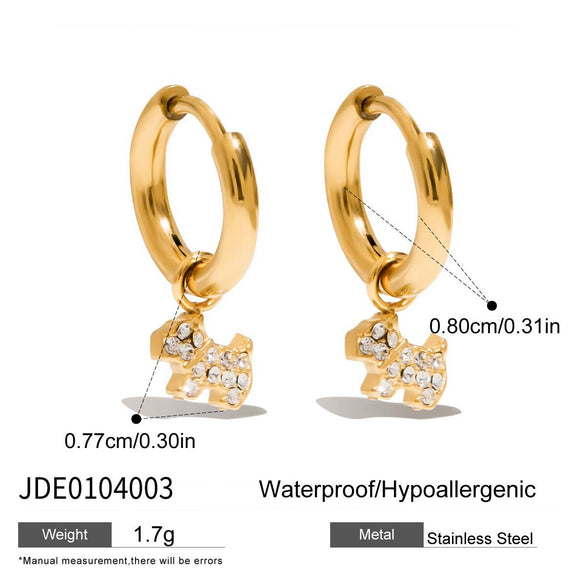 Stainless Steel Geometric Rhinestone Earrings For Women Electroplated Original Design