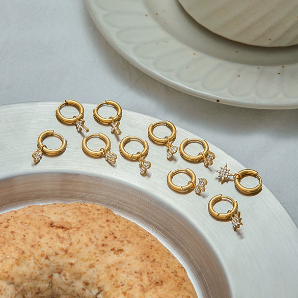 Stainless Steel Geometric Rhinestone Earrings For Women Electroplated Original Design