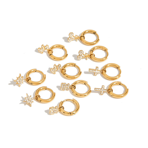 Stainless Steel Geometric Rhinestone Earrings For Women Electroplated Original Design