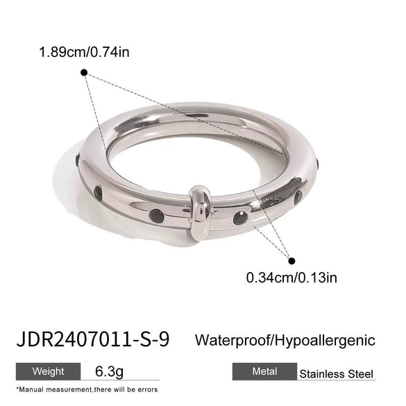 Stainless Steel Geometric Rhinestone Ring Electroplated Factory Outlet