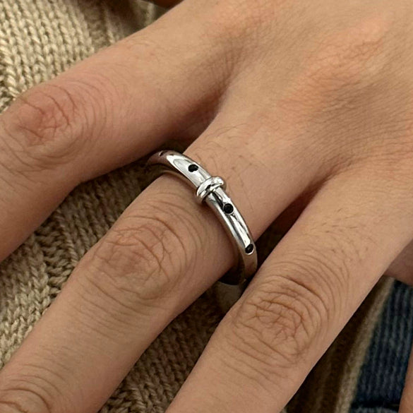 Stainless Steel Geometric Rhinestone Ring Electroplated Factory Outlet