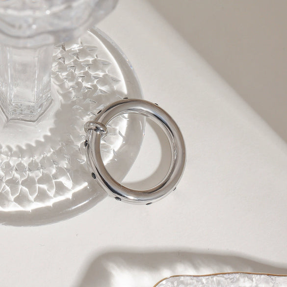 Stainless Steel Geometric Rhinestone Ring Electroplated Factory Outlet