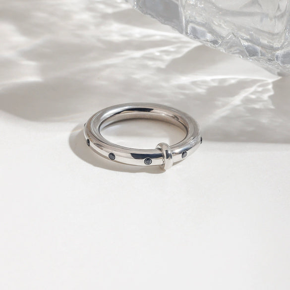 Stainless Steel Geometric Rhinestone Ring Electroplated Factory Outlet