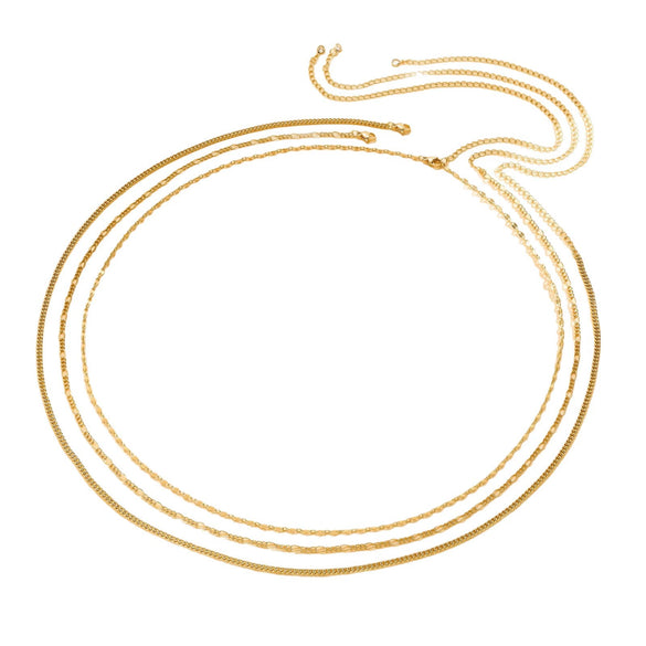 Stainless Steel Geometric Rice Bead Waist Chain Electroplated Fashion Body Chain Elegant Versatile Jewelry Gift For Women