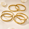 Stainless Steel Geometric Ring And Bracelet Combination Inlaid With Zircon Electroplated