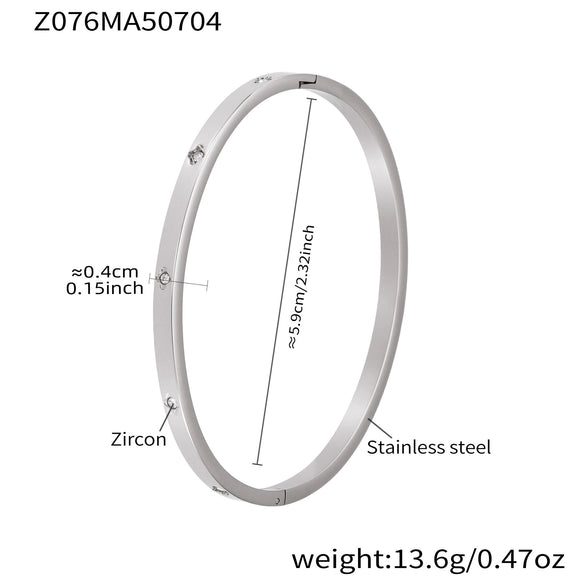 Stainless Steel Geometric Ring And Bracelet Combination Inlaid With Zircon Electroplated