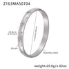 Stainless Steel Geometric Ring And Bracelet Combination Inlaid With Zircon Electroplated