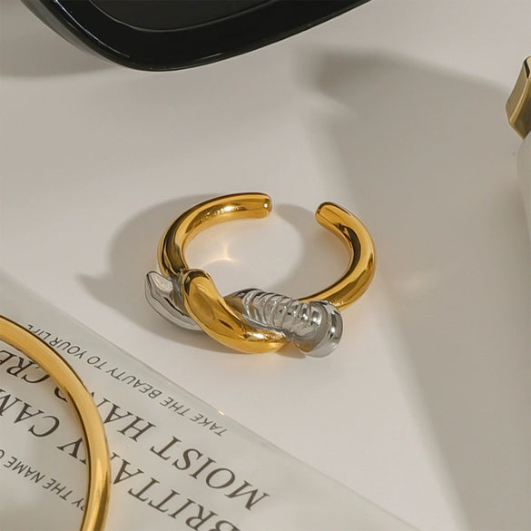 Stainless Steel Geometric Ring And Bracelet Jewelry With Electroplating