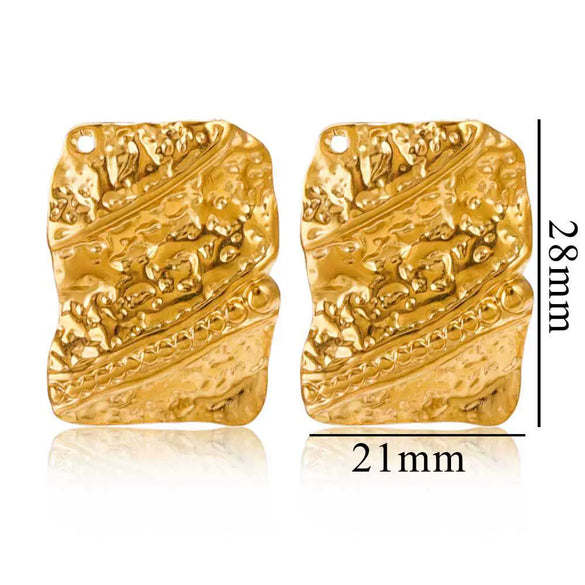 Stainless Steel Geometric Ring And Large Exaggerated Earrings Jewelry Accessories With Electroplating