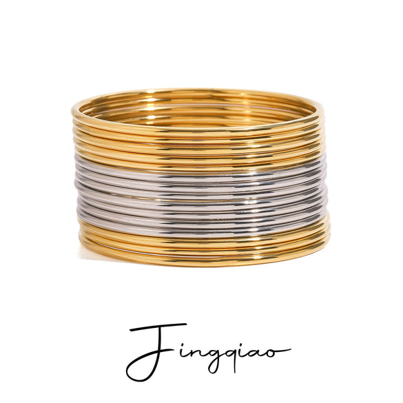 Stainless Steel Geometric Ring Bracelet Electroplated Jewelry