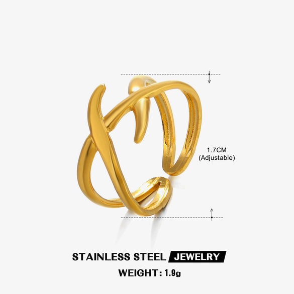Stainless Steel Geometric Ring Electroplated For Women