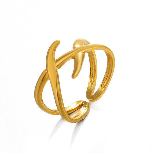Stainless Steel Geometric Ring Electroplated For Women