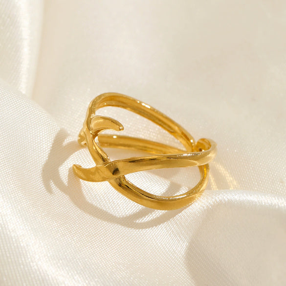 Stainless Steel Geometric Ring Electroplated For Women