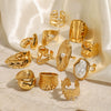 Stainless Steel Geometric Ring Electroplated Jewelry For Women