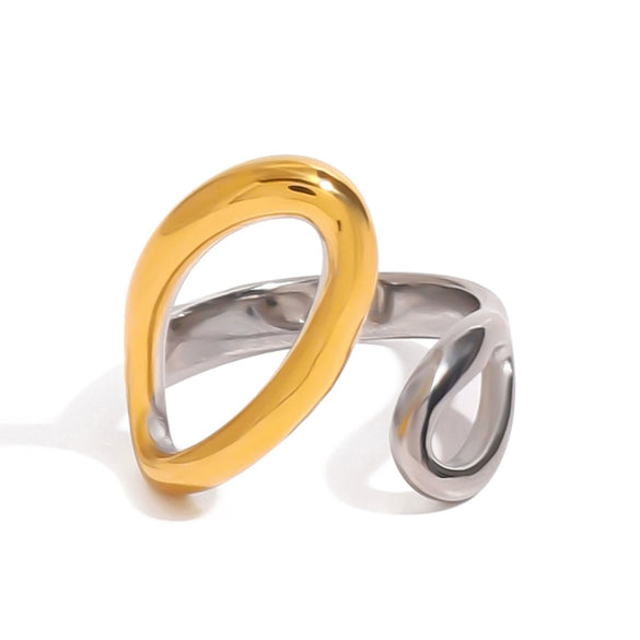 Stainless Steel Geometric Ring Electroplating Hand Jewelry For Women