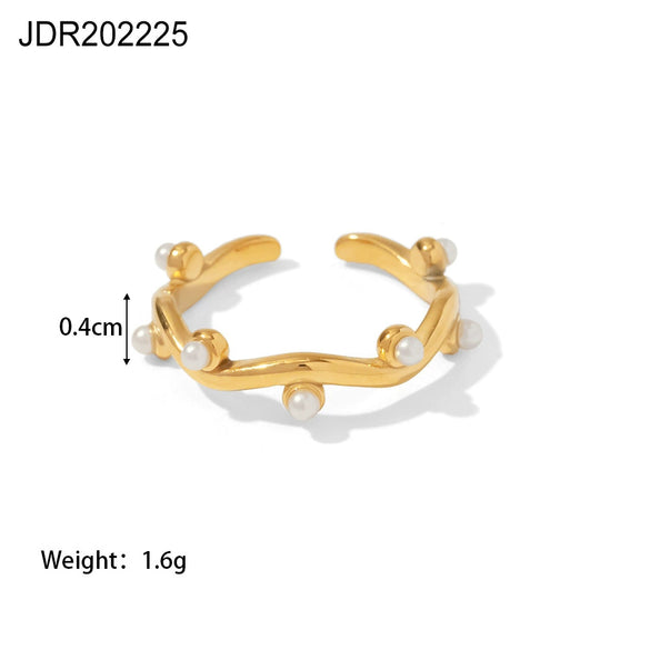 Stainless Steel Geometric Ring For Women Electroplated Minimalist Hand Jewelry