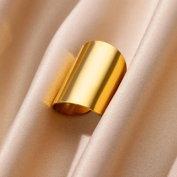 Stainless Steel Geometric Ring Jewelry 18K Goldplated Stylish Simple Asymmetrical Unisex