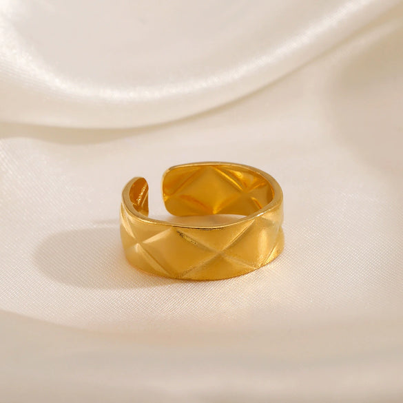 Stainless Steel Geometric Ring 18K Gold Plated