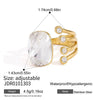 Stainless Steel Geometric Ring With Colored Diamond Inlay Pvd Vacuum Gold Plating Hypoallergenic Women's Jewelry