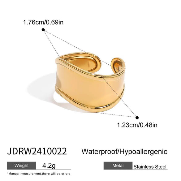 Stainless Steel Geometric Ring With Electroplating And Quiet Design Sense